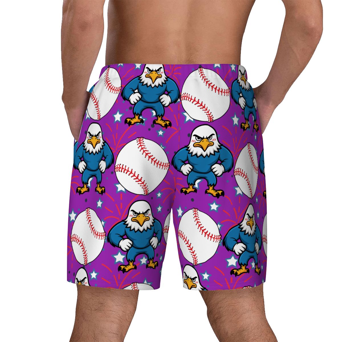 W2W Pro Mesh Hybrid Shorts - Stars and Strikes Purple