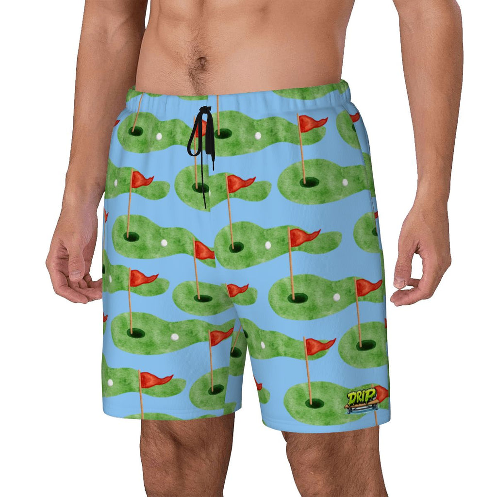 W2W Pro Mesh Hybrid Shorts - Green Hole Sketch Blue
