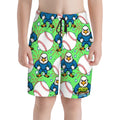 Youth Swim Shorts - Stars and Strikes Hot Green