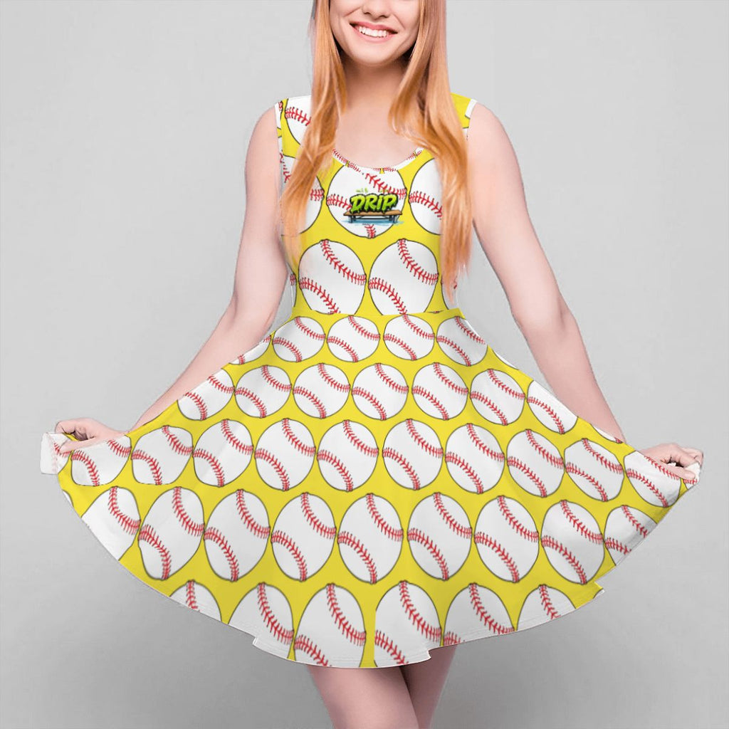 Women's Game Day Dress - Classic Baseball Yellow