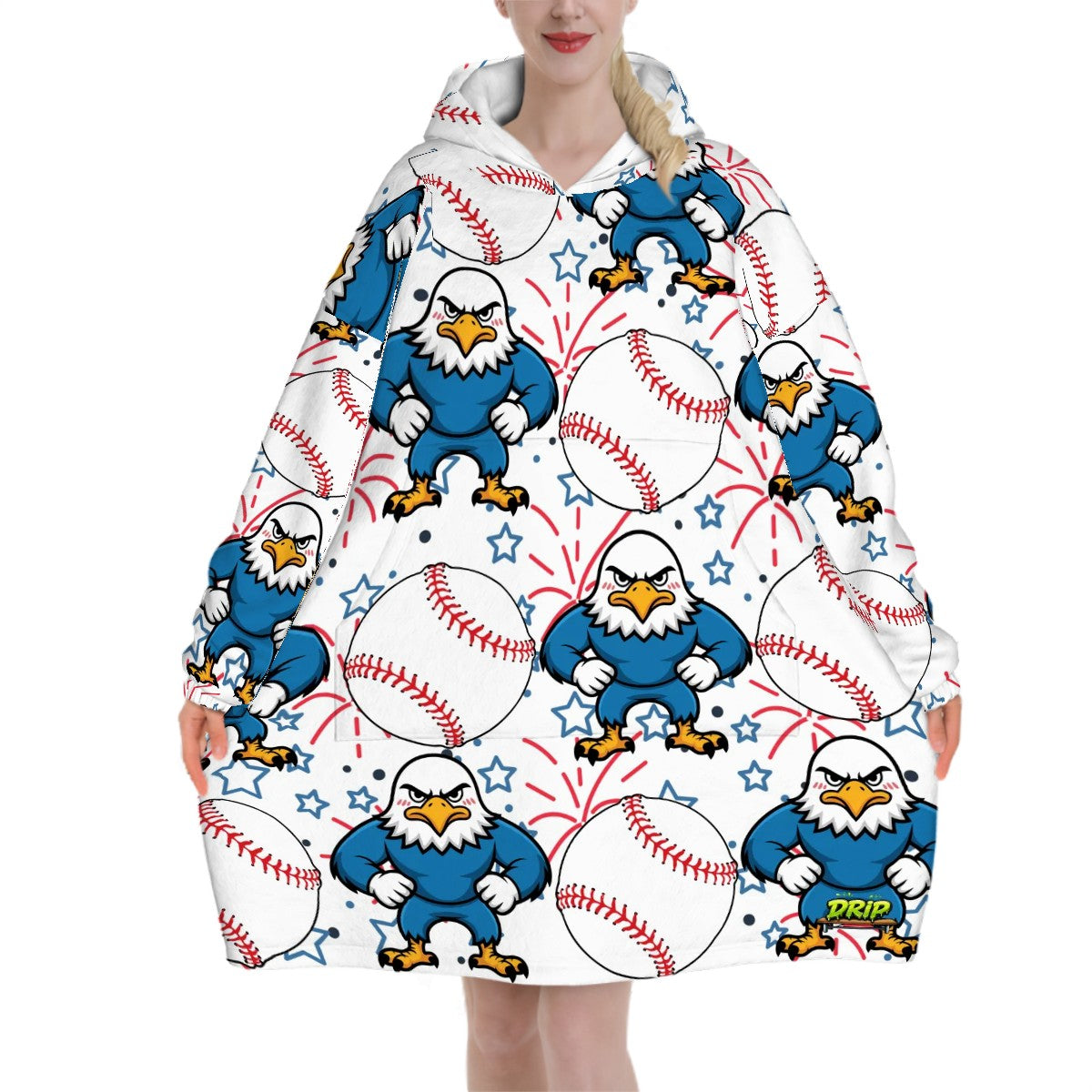 Adult Blanket Sweatshirt - Stars and Strikes White