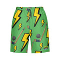 Men/Teen Swim Shorts - Lightning Bolts and Hockey Sticks Green