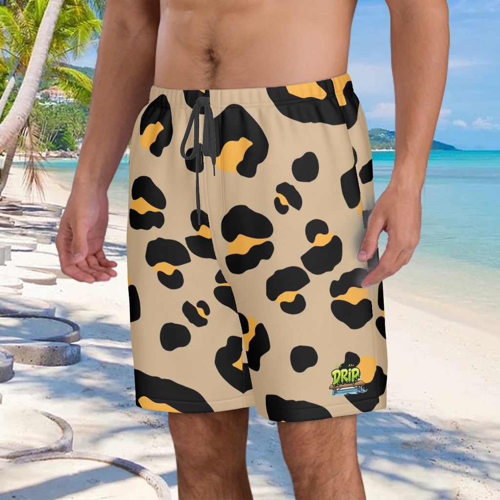 Men/Teen Swim Shorts - Drip Bench Leopard Beige