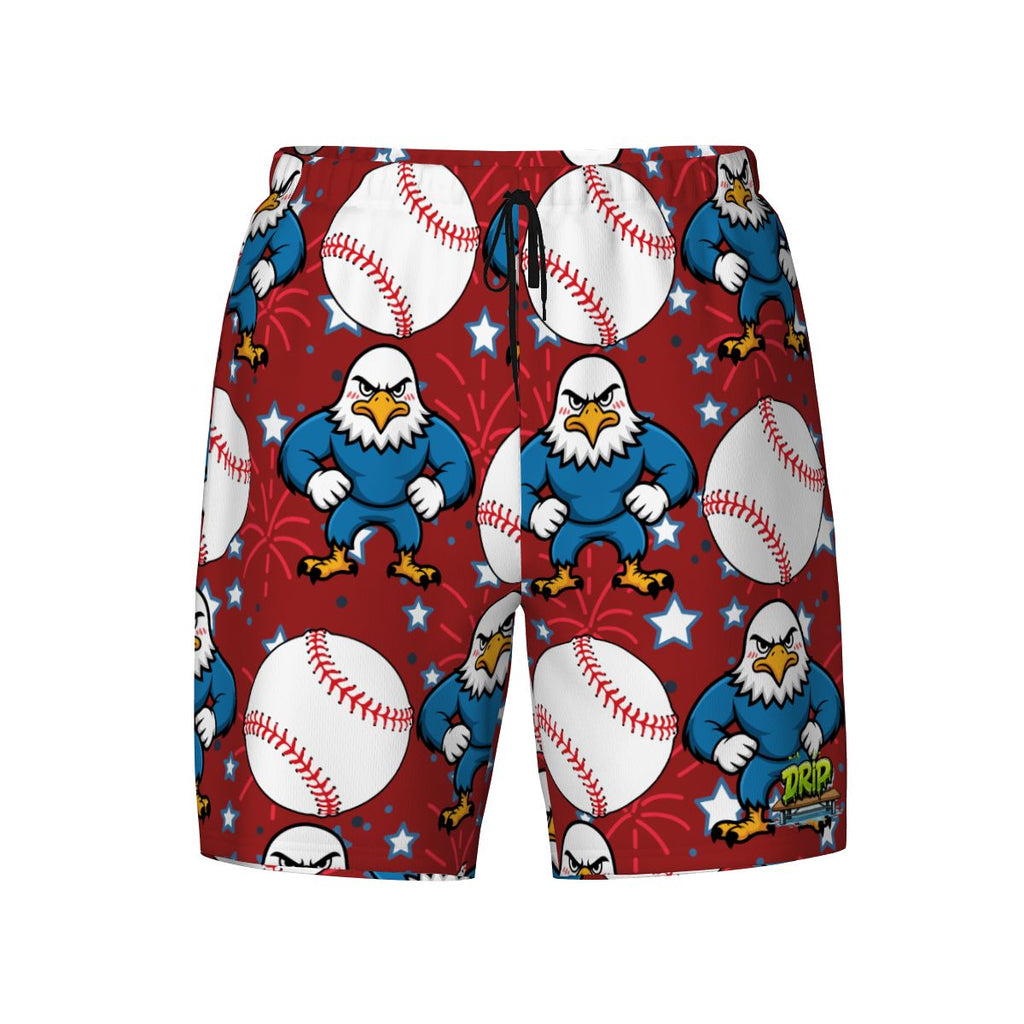 W2W Pro Mesh Hybrid Shorts - Stars and Strikes Classic Red