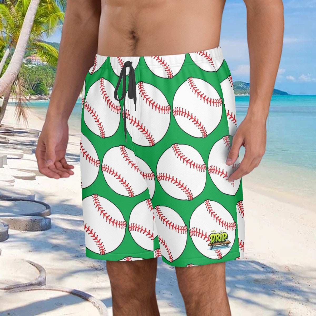 Men/Teen Swim Shorts - Classic Baseball Green