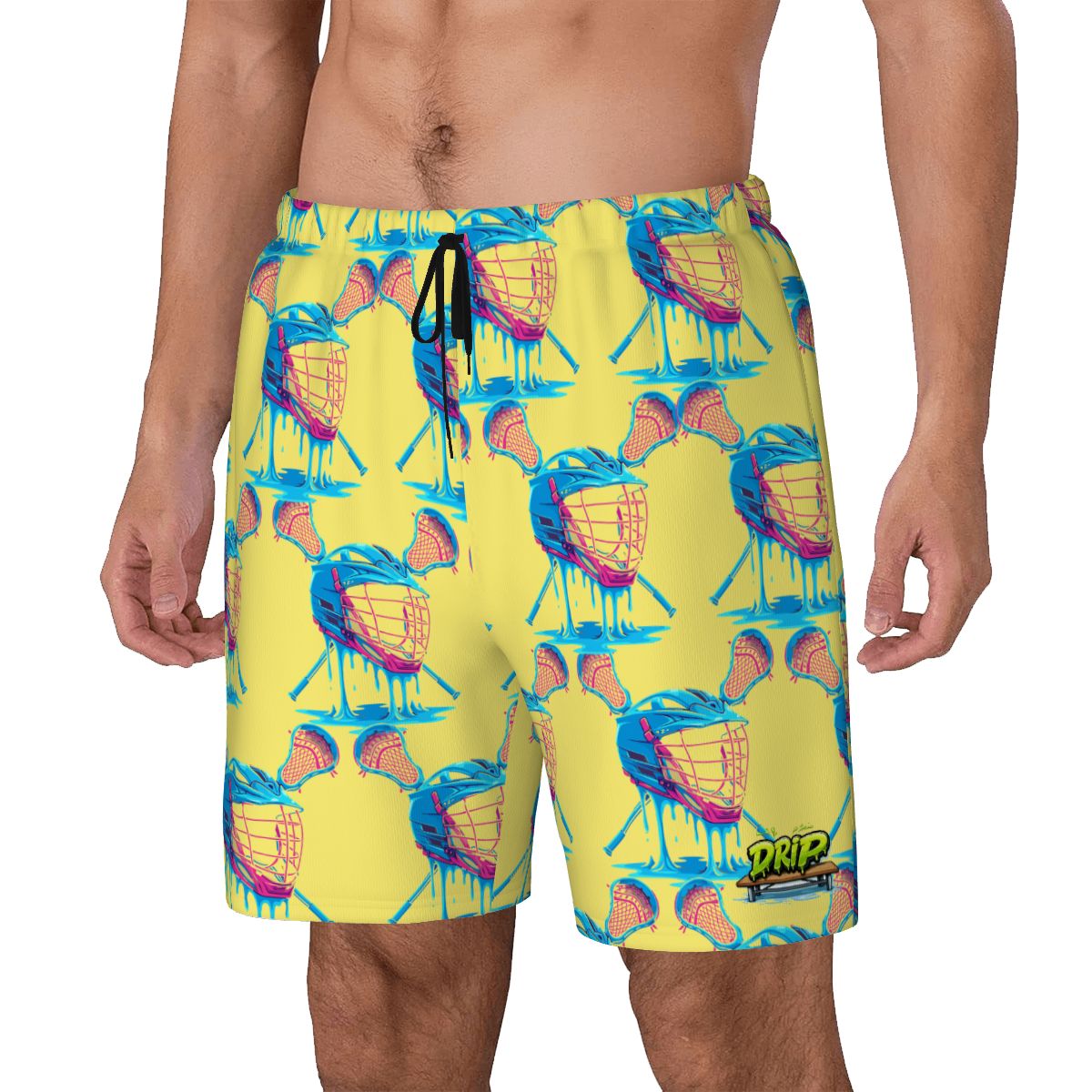 W2W Pro Mesh Hybrid Shorts - Lacrosse Helmet Sticks Yellow