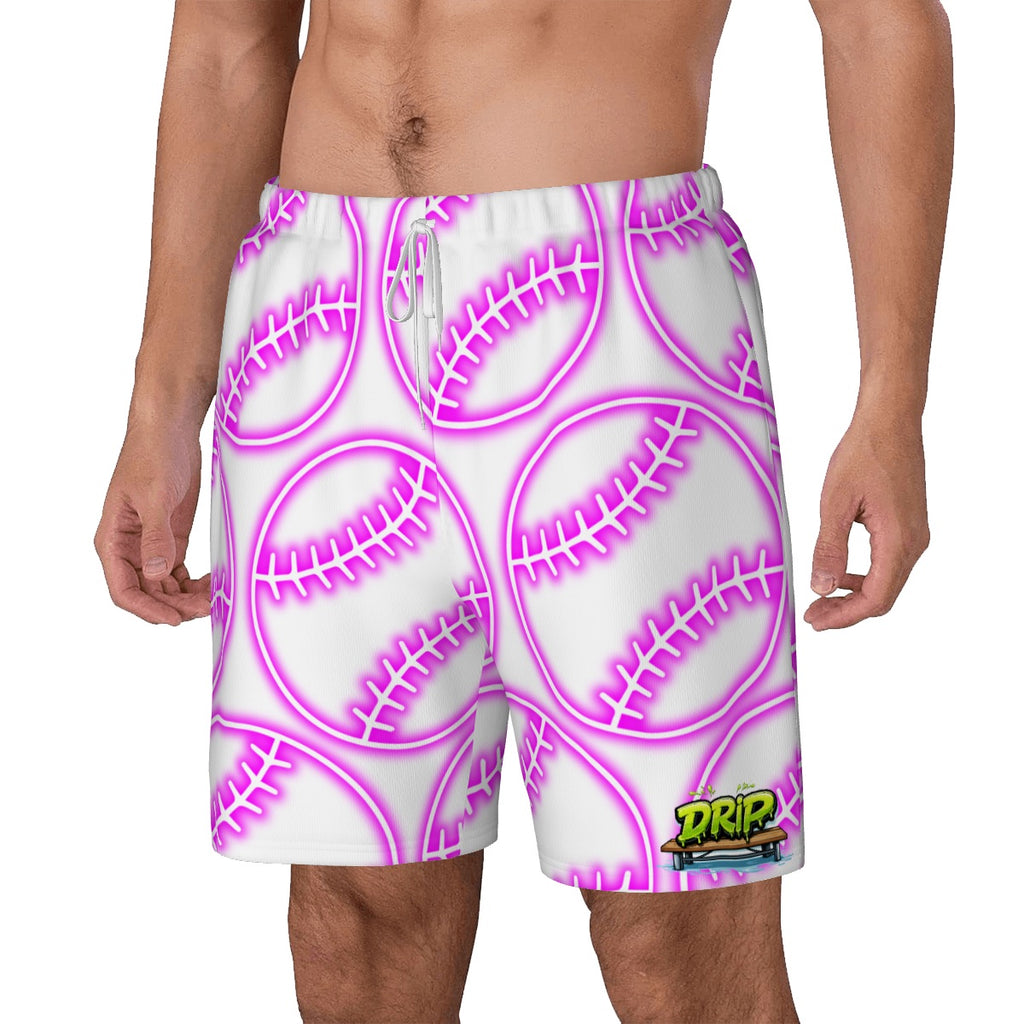 W2W Pro Mesh Hybrid Shorts - Neon Pink Baseballs