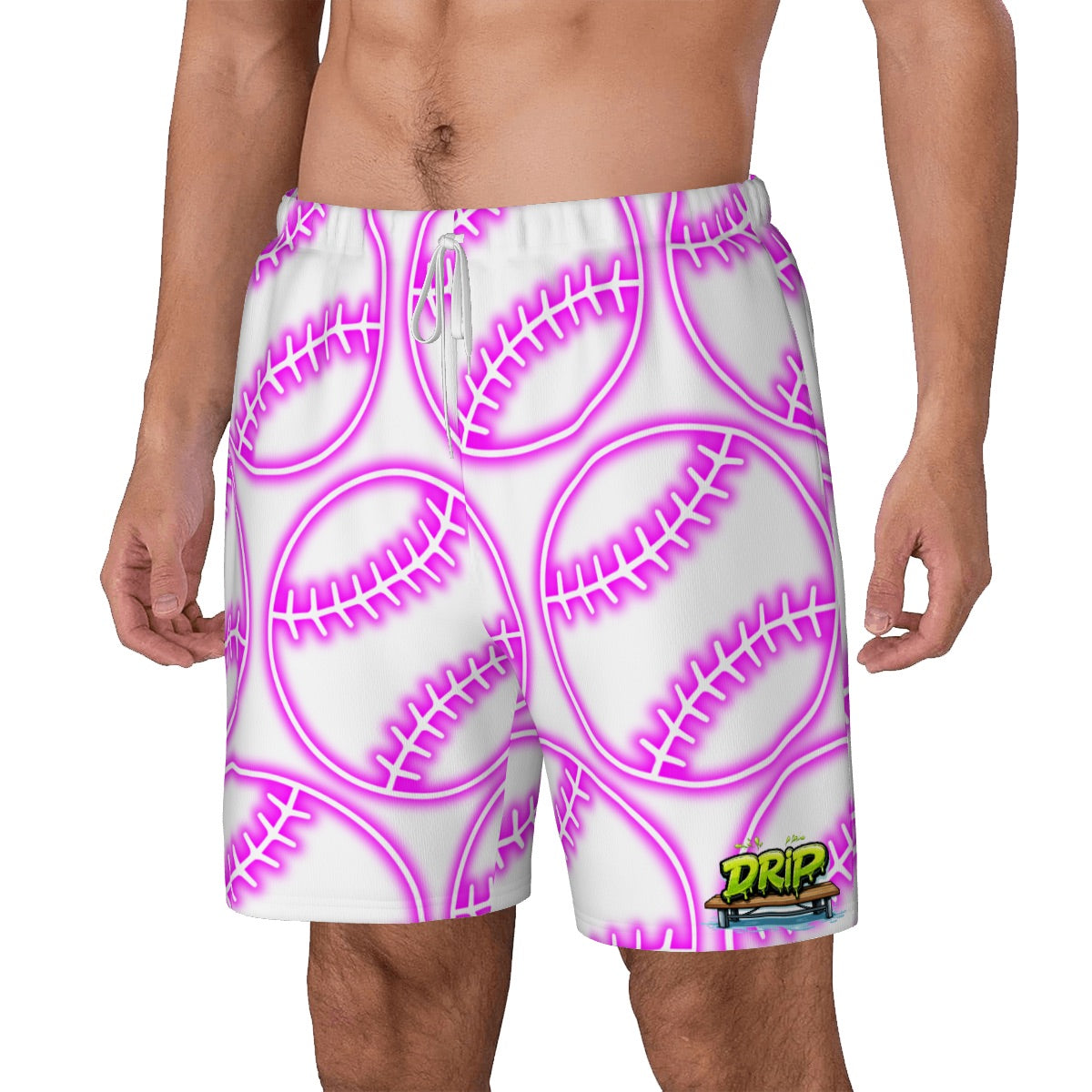 W2W Pro Mesh Hybrid Shorts - Neon Pink Baseballs