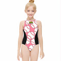 Girls One Piece Swimsuit - Classic Baseball Pink