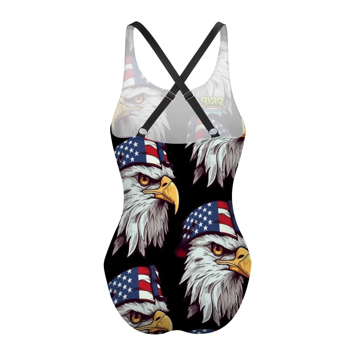 Cross-Back One Piece Swimsuit Women - Eagles Fly Black