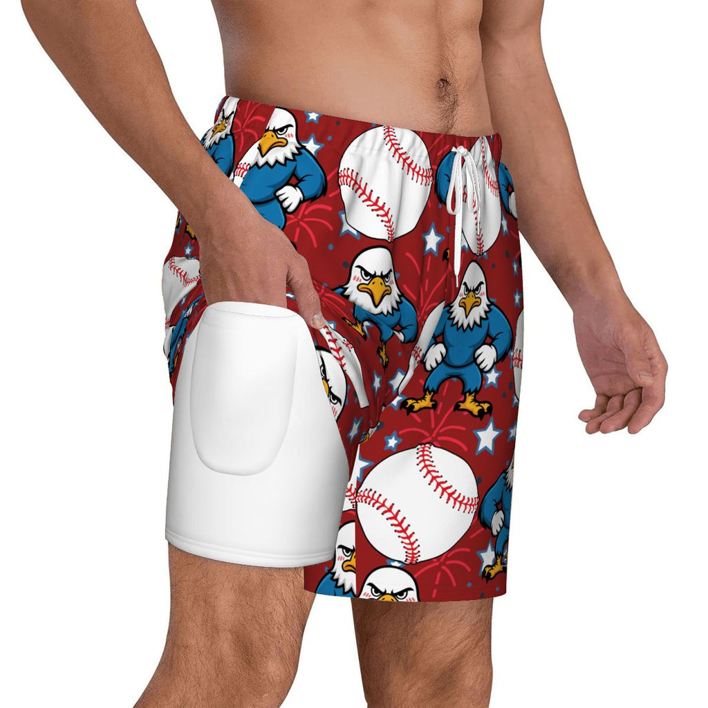 W2W Pro Mesh Hybrid Shorts - Stars and Strikes Classic Red