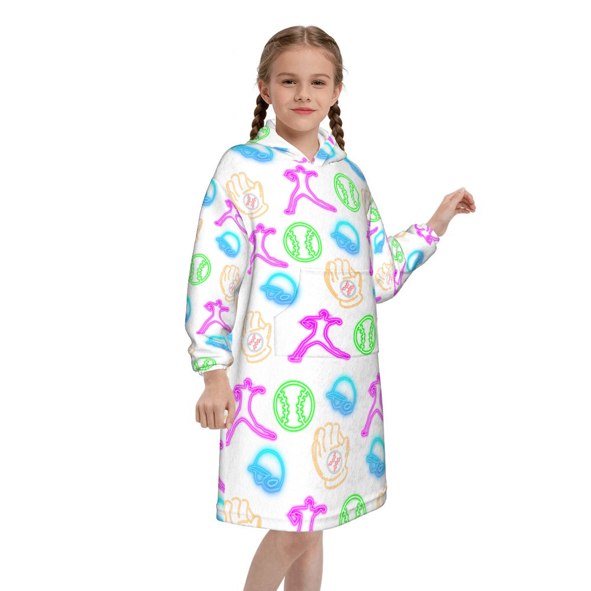 Youth Blanket Sweatshirt - White Neon Lights