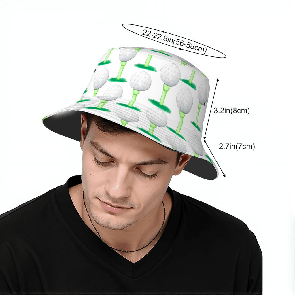 Drip Bucket Hat - Golf Ball and Tee White