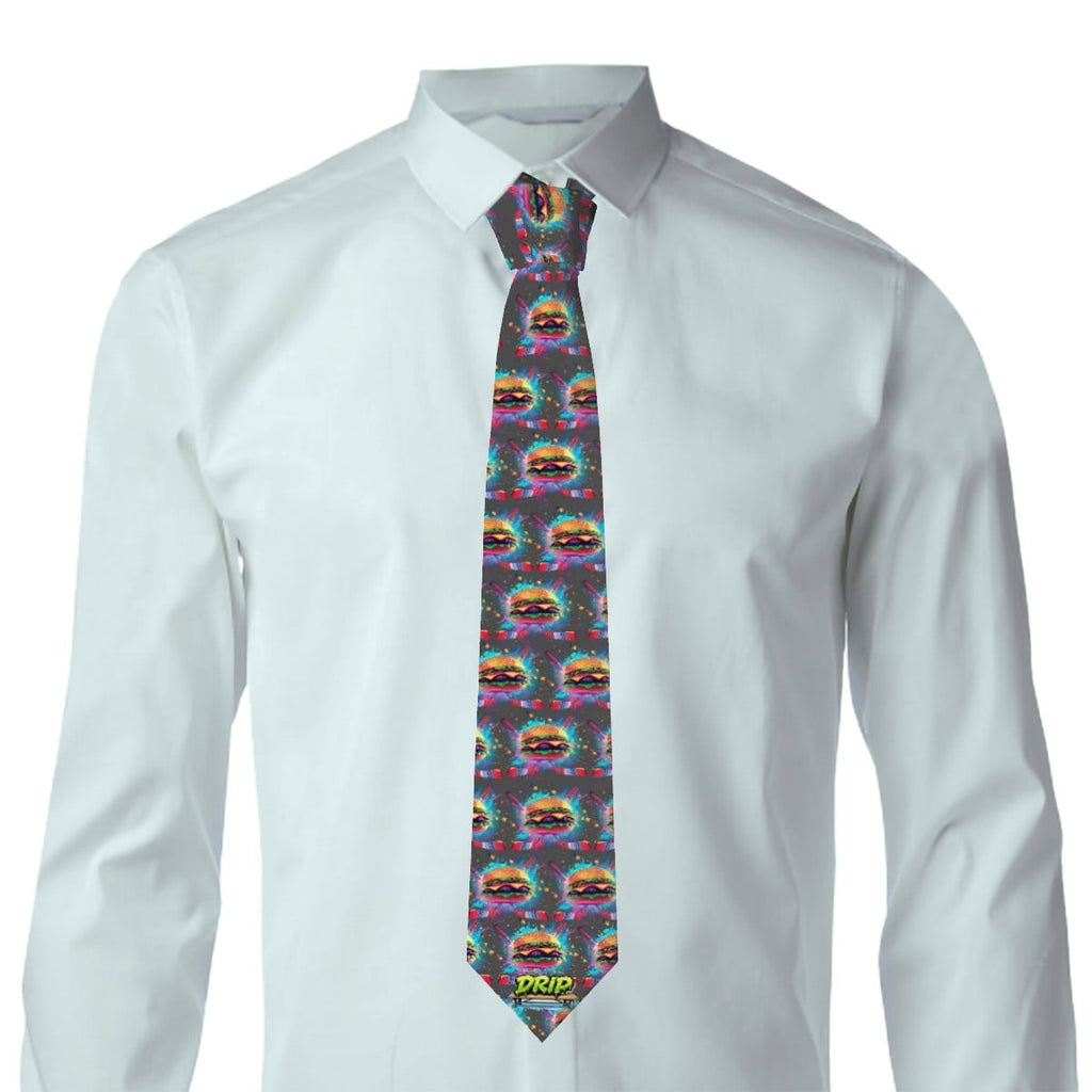 Game Day Tie - Cheeseburger and Hockey Sauce Charcoal