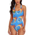 Cross-Back One Piece Swimsuit Women - Flamin Hockey Pucks Blue