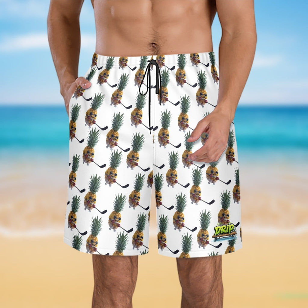Men/Teen Swim Shorts - Piney Snipes White