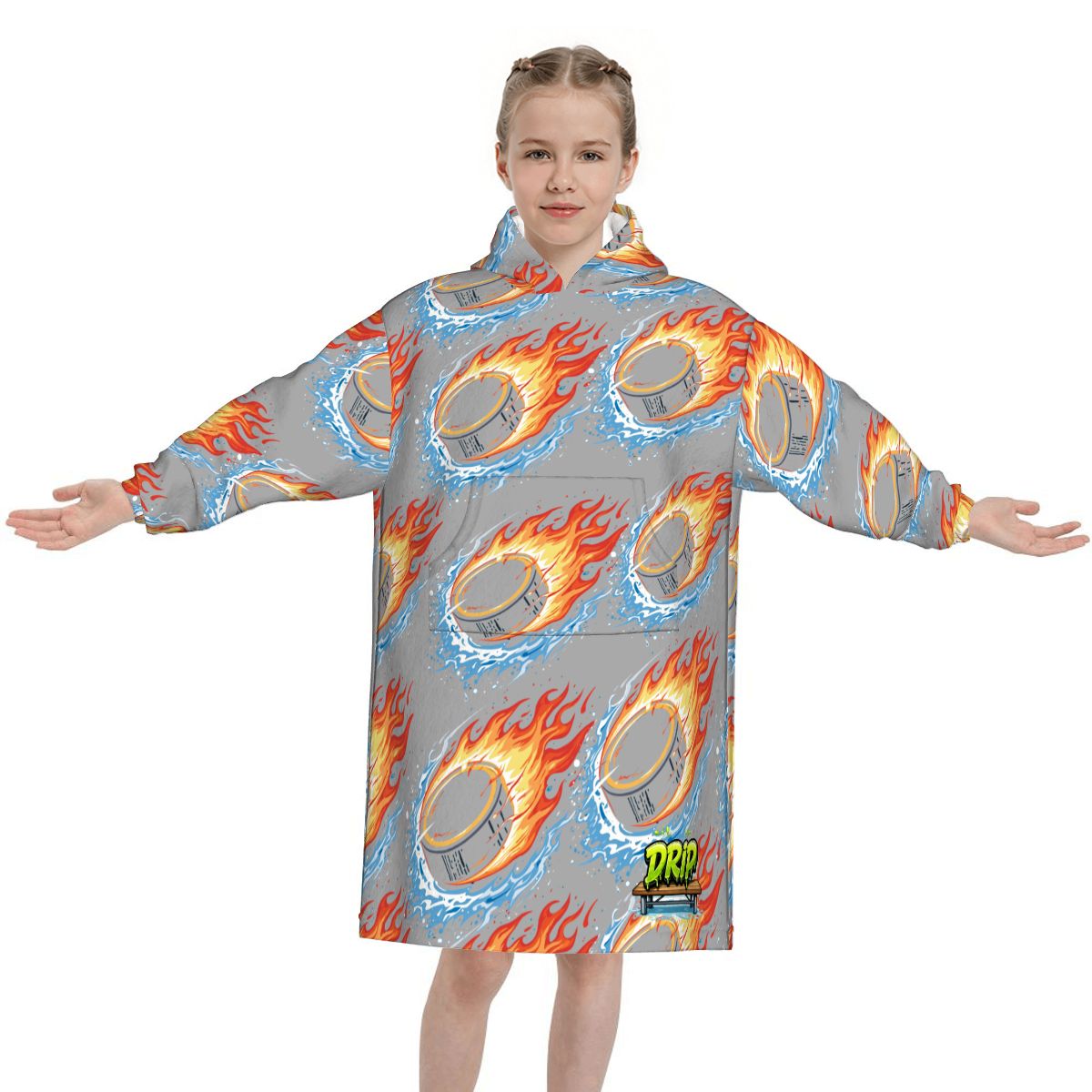 Youth Blanket Sweatshirt - Flamin Hockey Pucks Grey