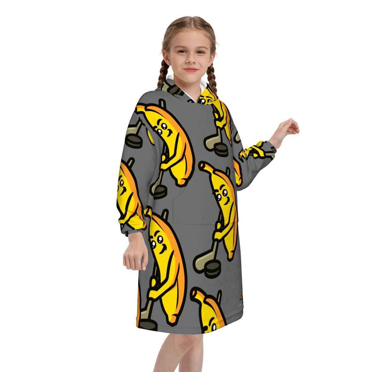Youth Blanket Sweatshirt - Bananas for Hockey Dark Grey