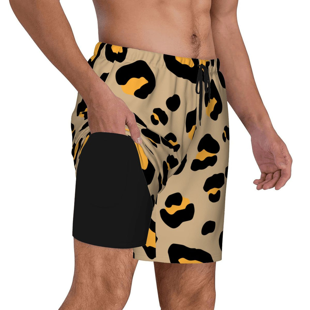 W2W Pro Mesh Hybrid Shorts - Drip Bench Leopard Khaki Tan