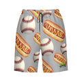 Men/Teen Swim Shorts - Baseballs and Hotdogs Grey