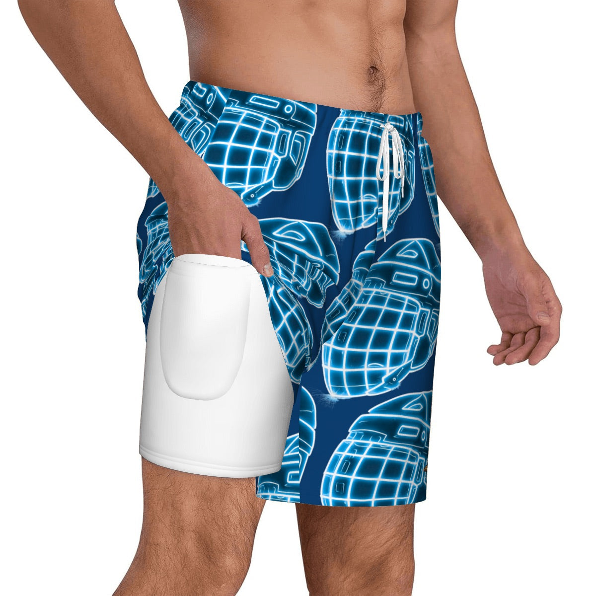W2W Pro Mesh Hybrid Shorts - Hockey Helmet Neon Blue Midnight