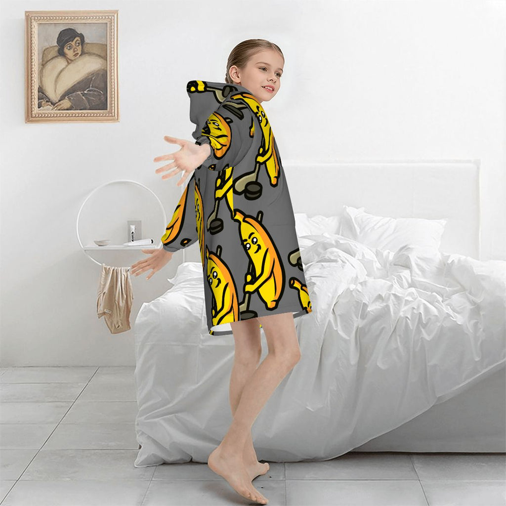 Youth Blanket Sweatshirt - Bananas for Hockey Dark Grey