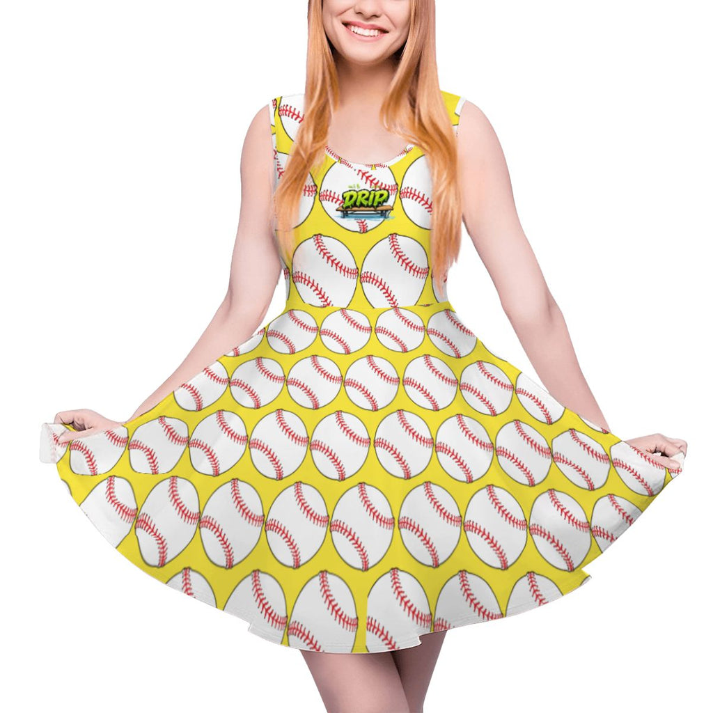 Women's Game Day Dress - Classic Baseball Yellow