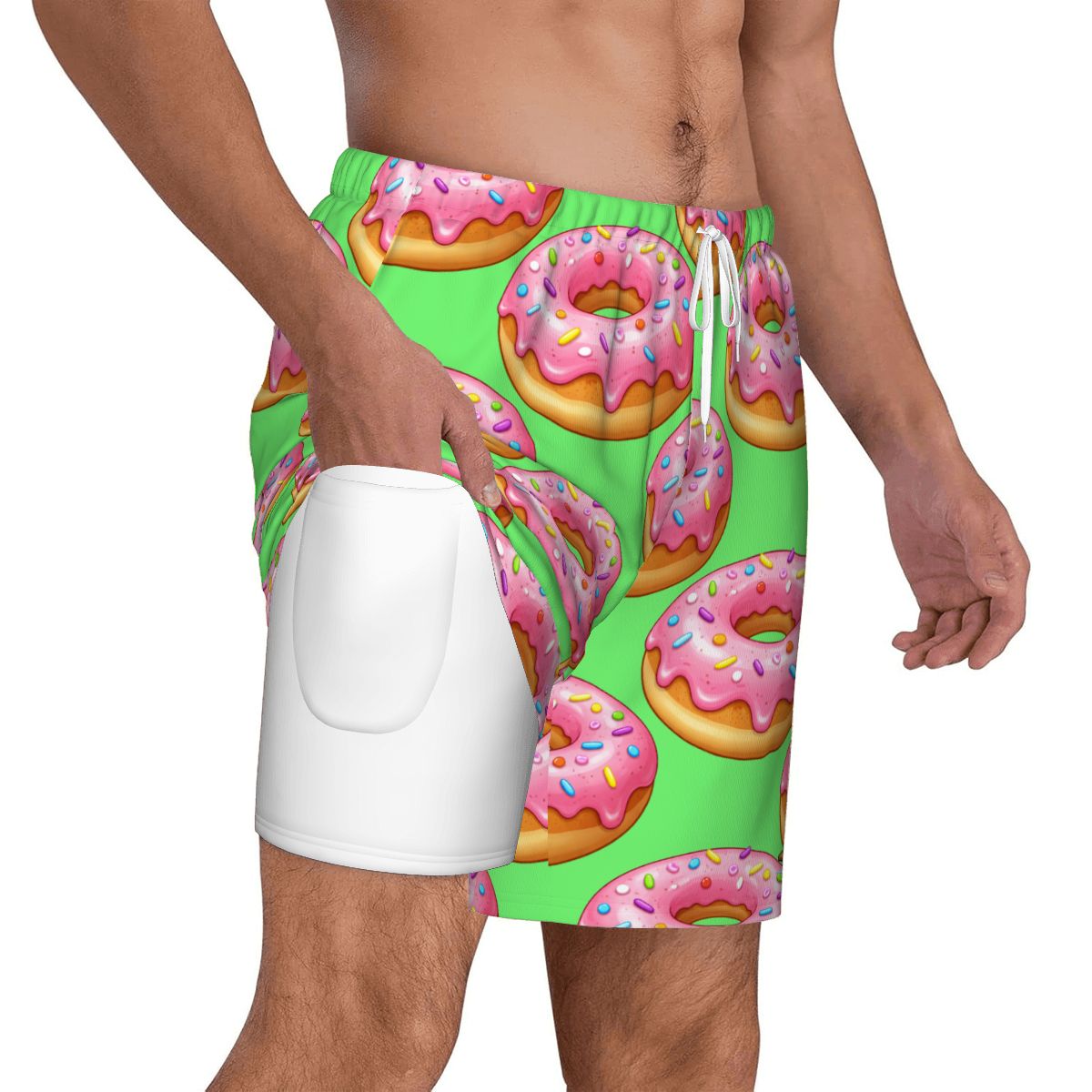 W2W Pro Mesh Hybrid Shorts - Pink Donuts Hot Green