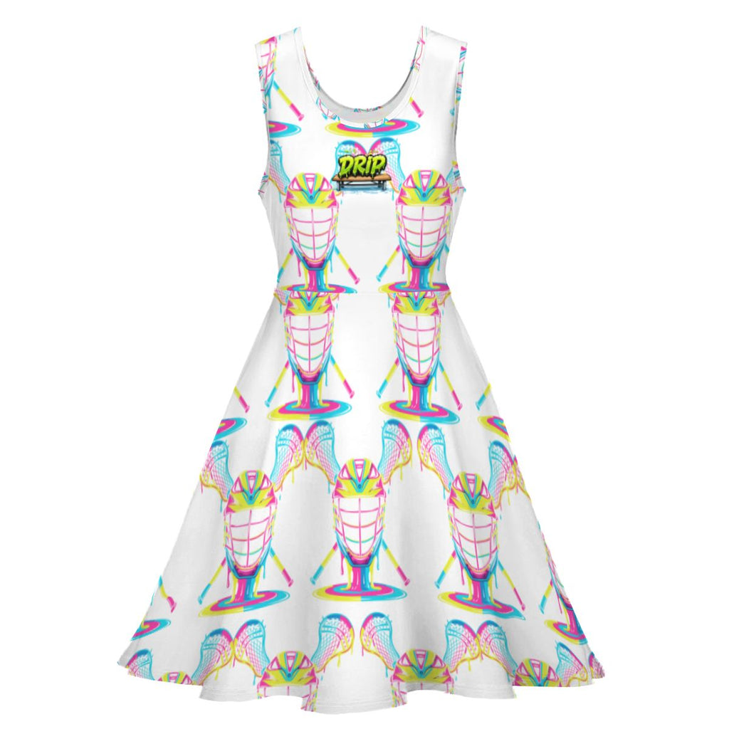 Women's Game Day Dress - Lacrosse Rainbow Drip White