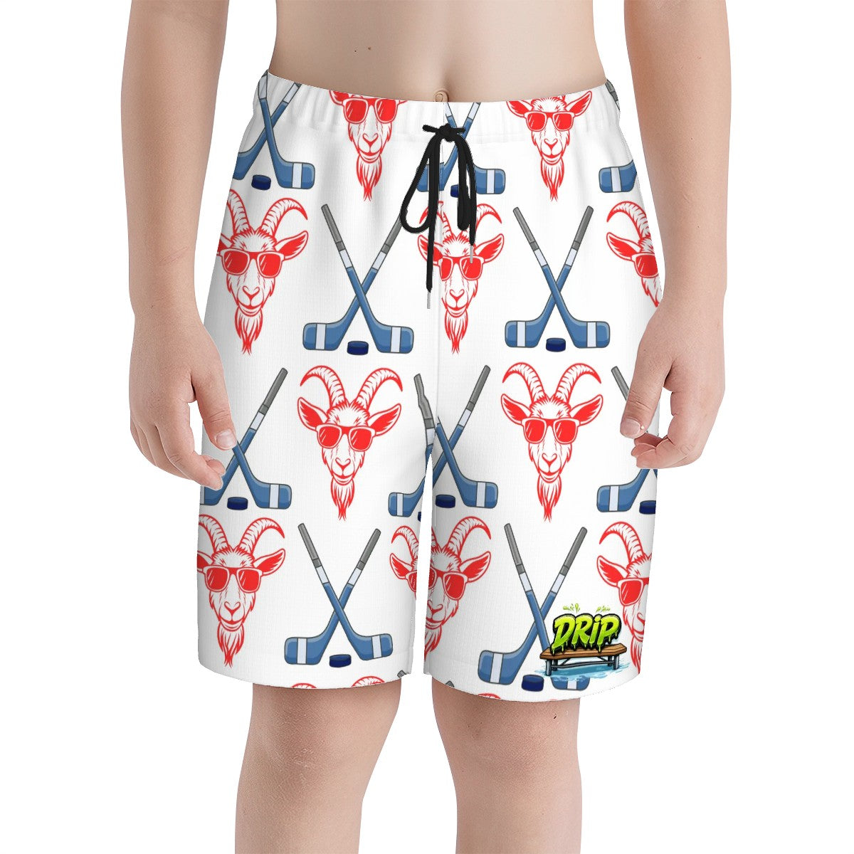 Youth Swim Shorts - Goated Hockey White
