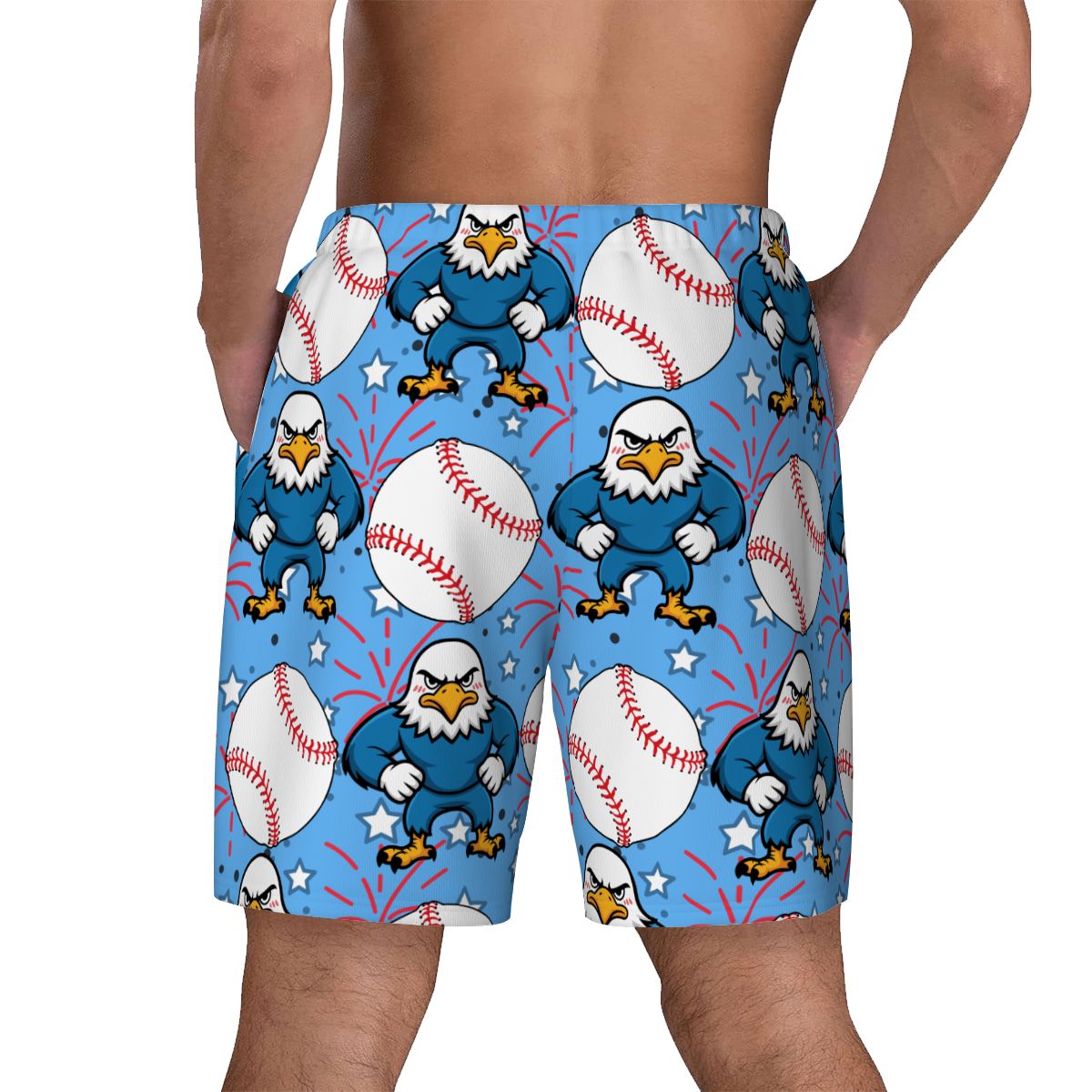 W2W Pro Mesh Hybrid Shorts - Stars and Strikes Sky Blue