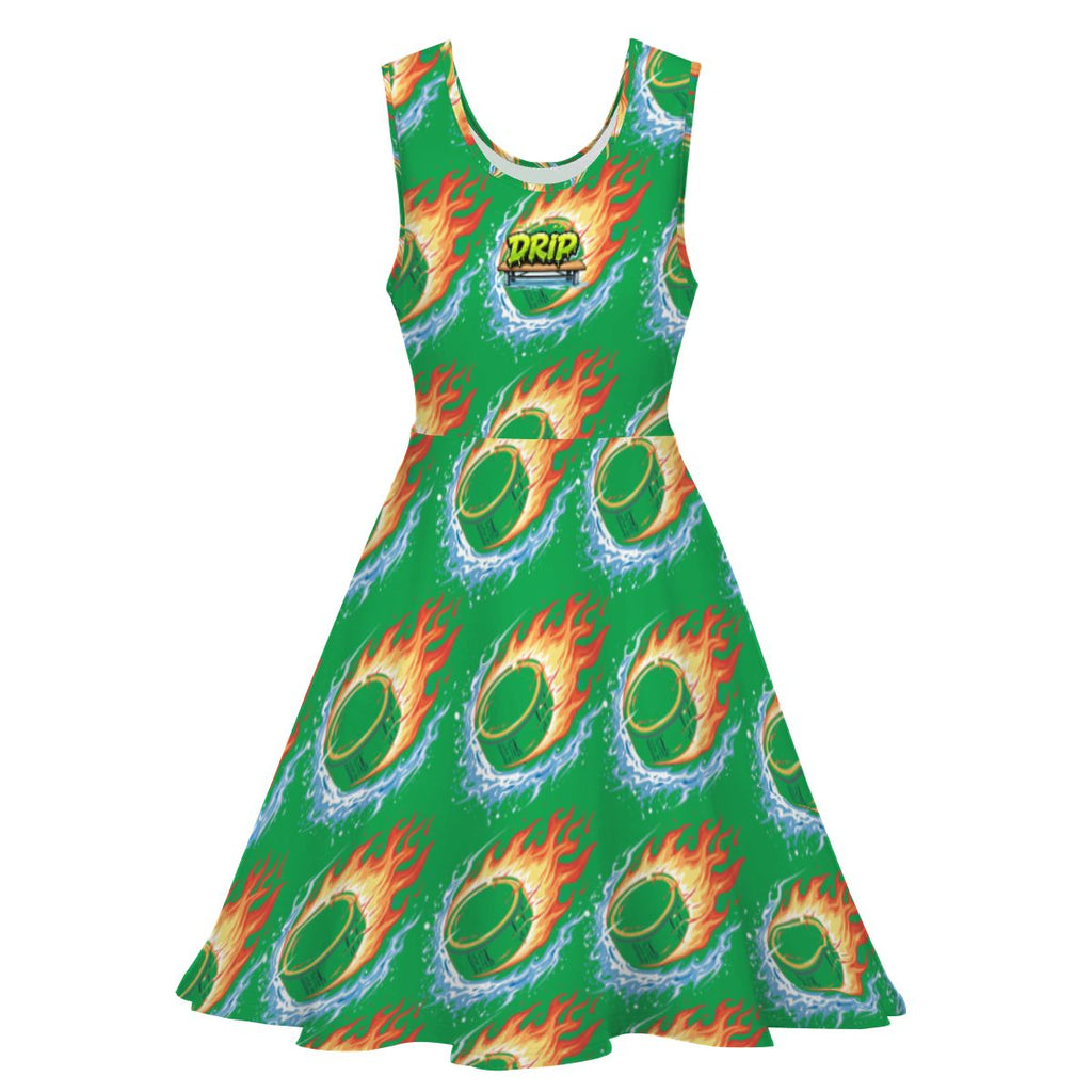 Women's Game Day Dress - Flamin Hockey Pucks Classic Green