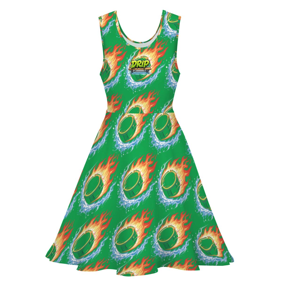 Women's Game Day Dress - Flamin Hockey Pucks Classic Green