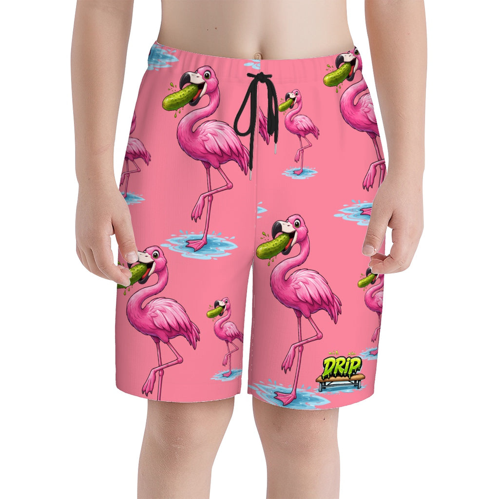 Youth Swim Shorts - Flamingo Pickle Pink