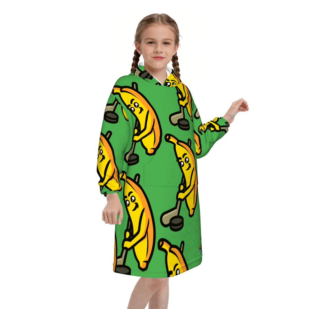 Youth Blanket Sweatshirt - Bananas for Hockey Green