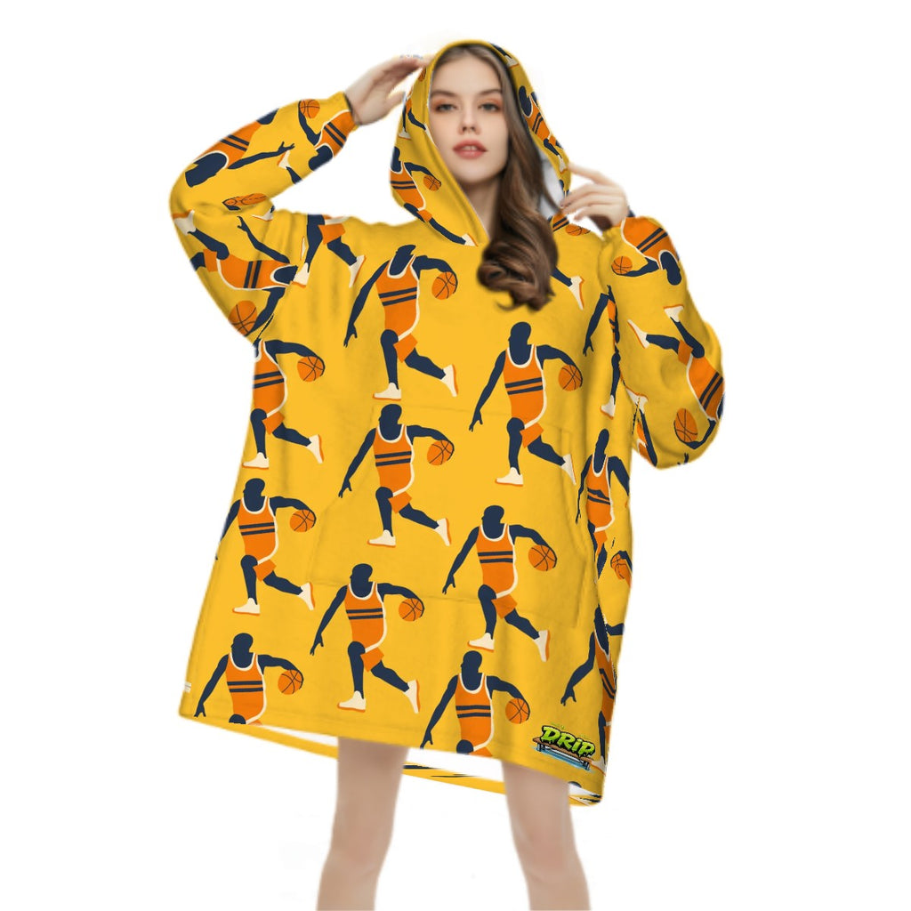 Adult Blanket Sweatshirt - Basketball Dribble Gold