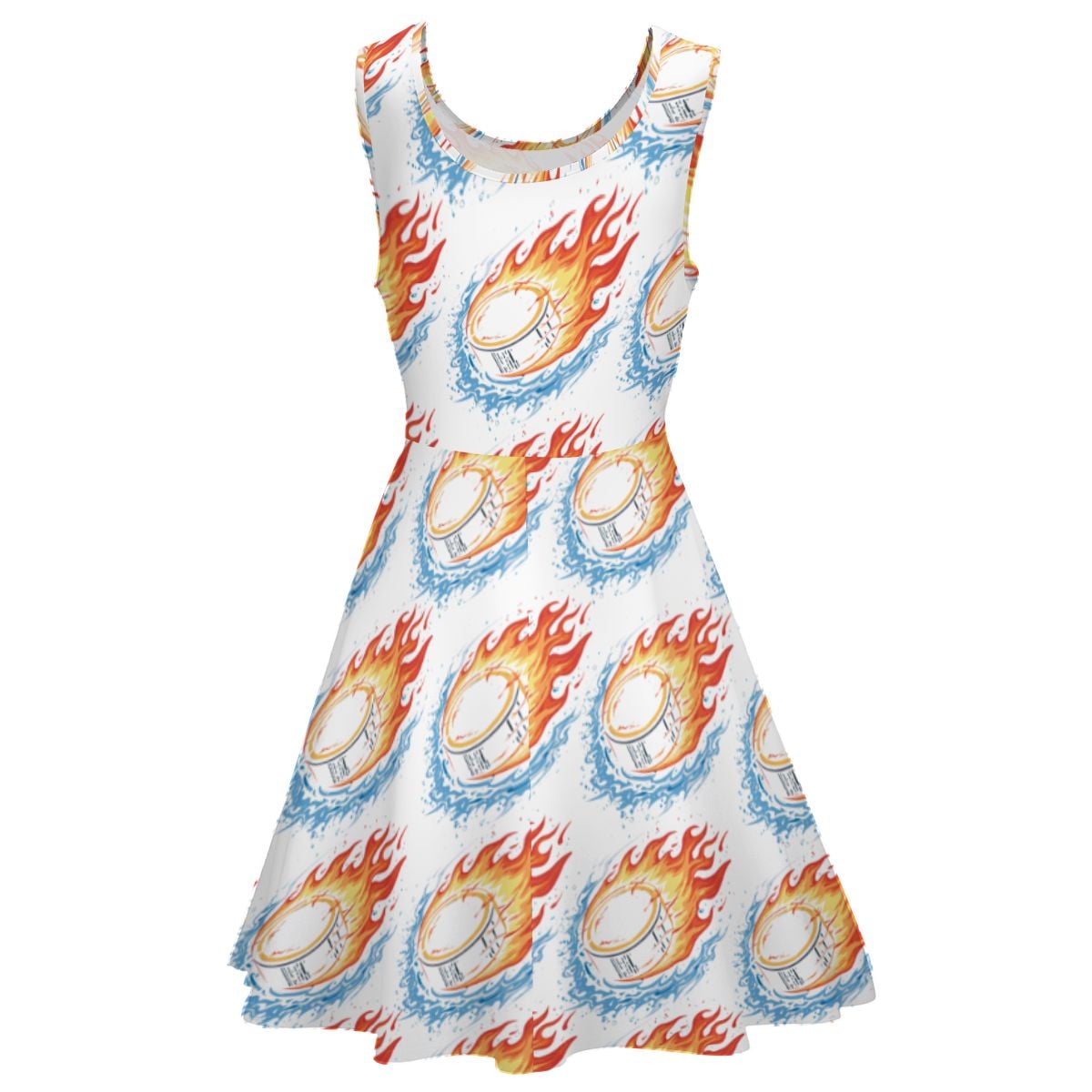 Women's Game Day Dress - Flamin Hockey Pucks White