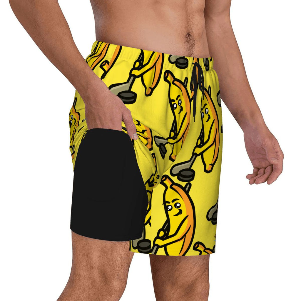 W2W Pro Mesh Hybrid Shorts - Bananas for Hockey Yellow
