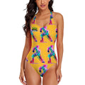 Cross-Back One Piece Swimsuit Women - Hockey Drip Flo Light Orange