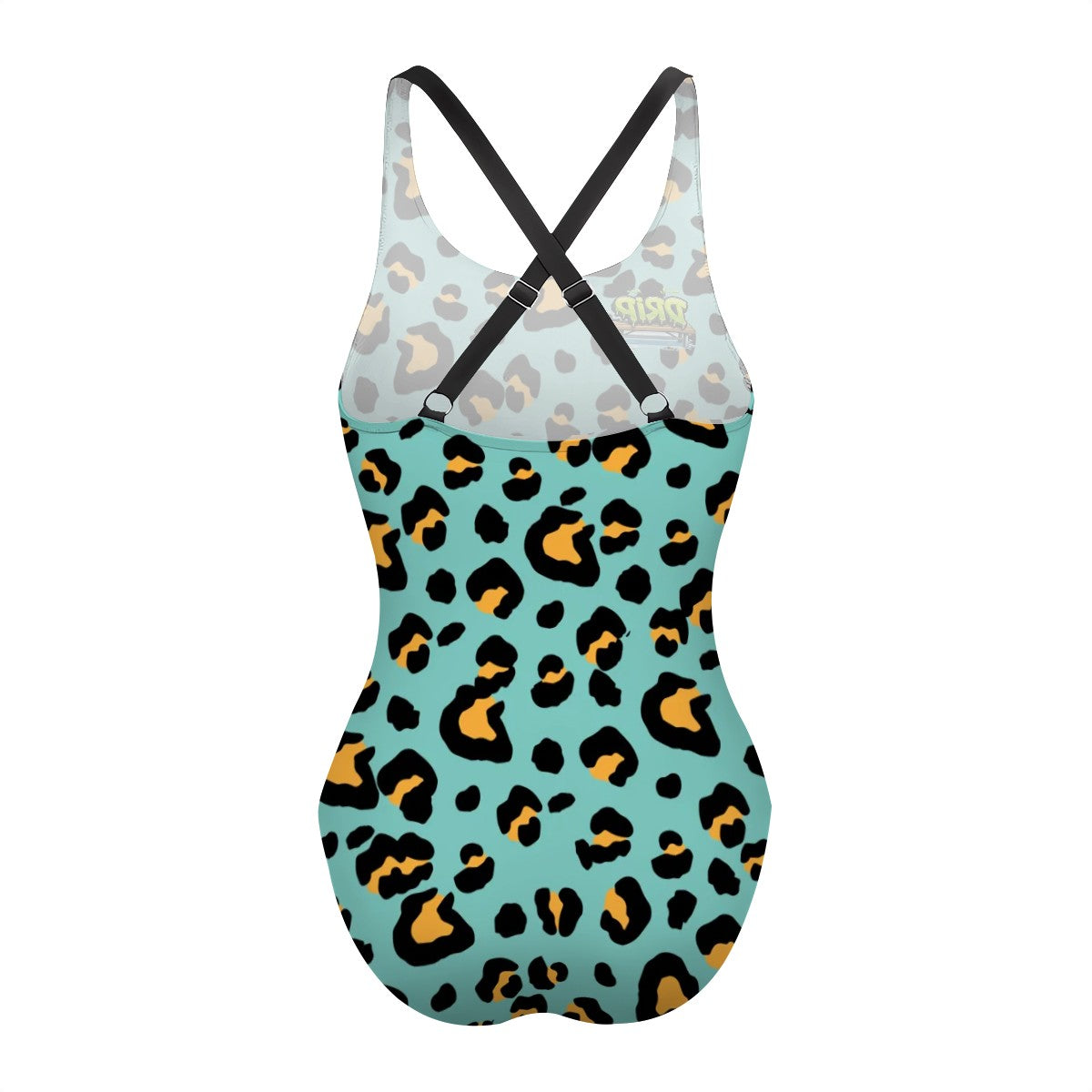 Cross-Back One Piece Swimsuit Women - Drip Bench Leopard Caribbean