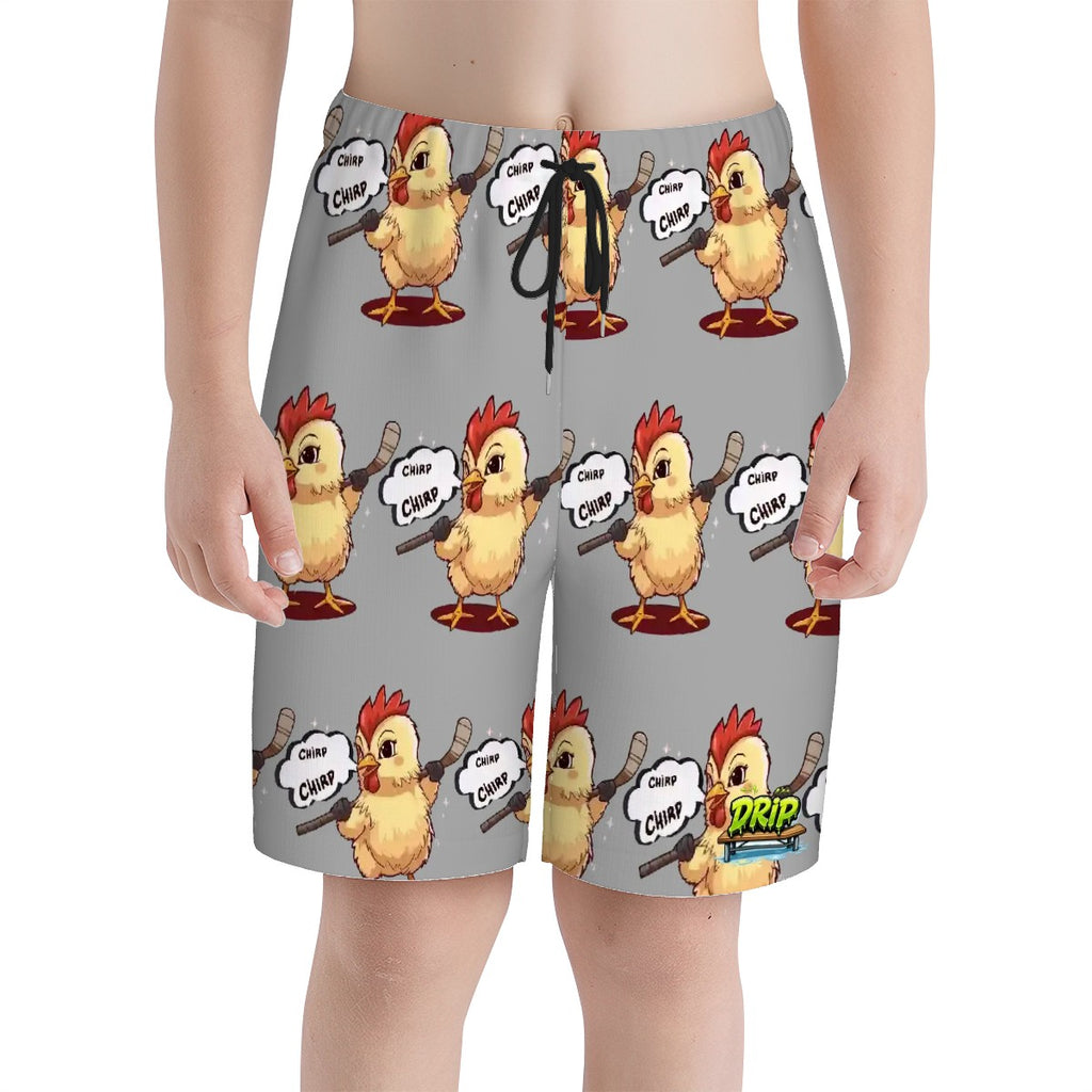 Youth Swim Shorts - Hockey Chirp Chirp Grey