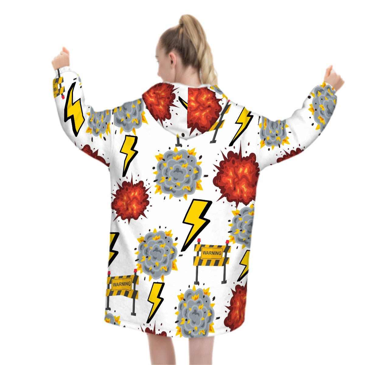Adult Blanket Sweatshirt - I Come With a Warning Label White