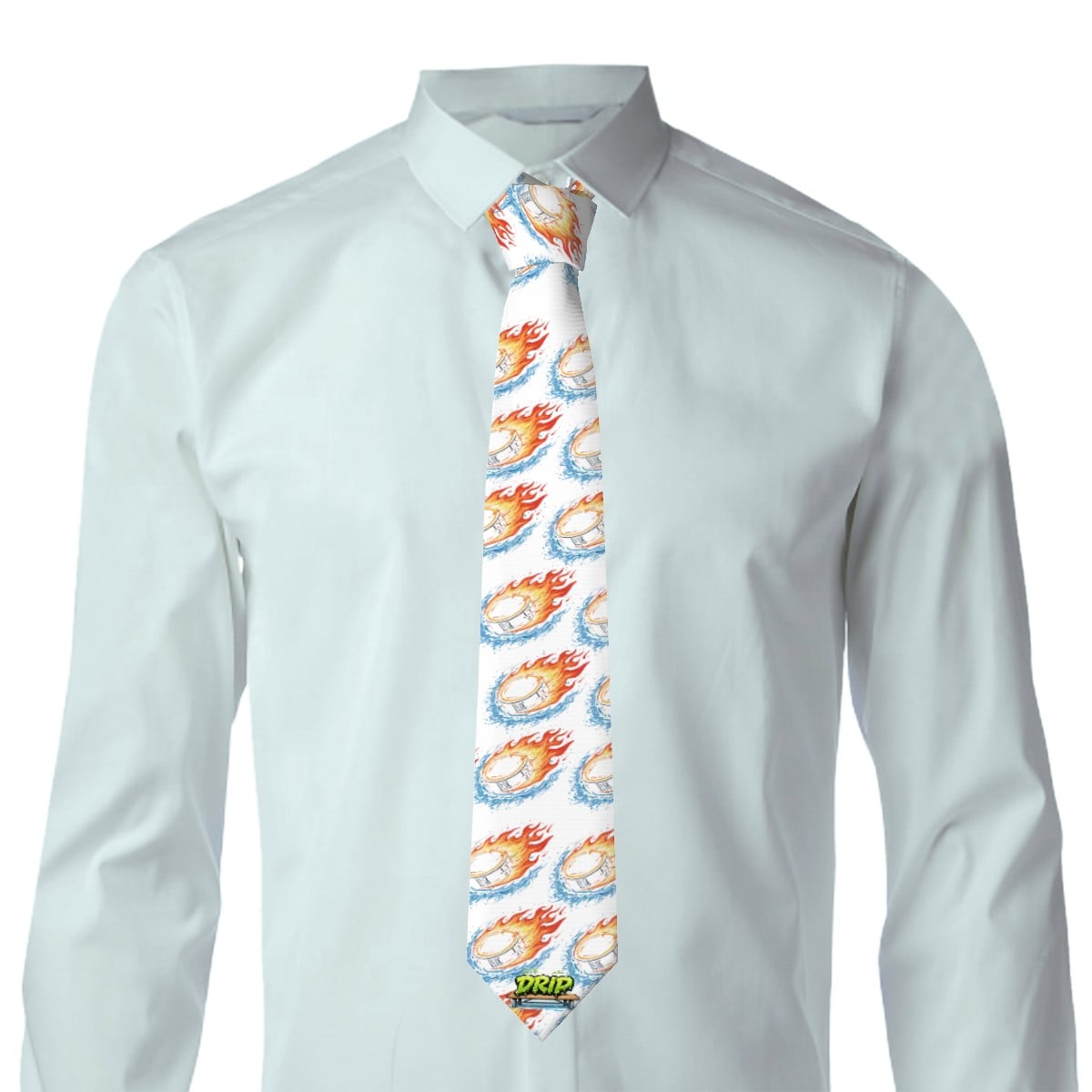 Game Day Ties - Flamin Hockey Pucks White