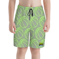 Youth Swim Shorts - Neon Basketballs Grey