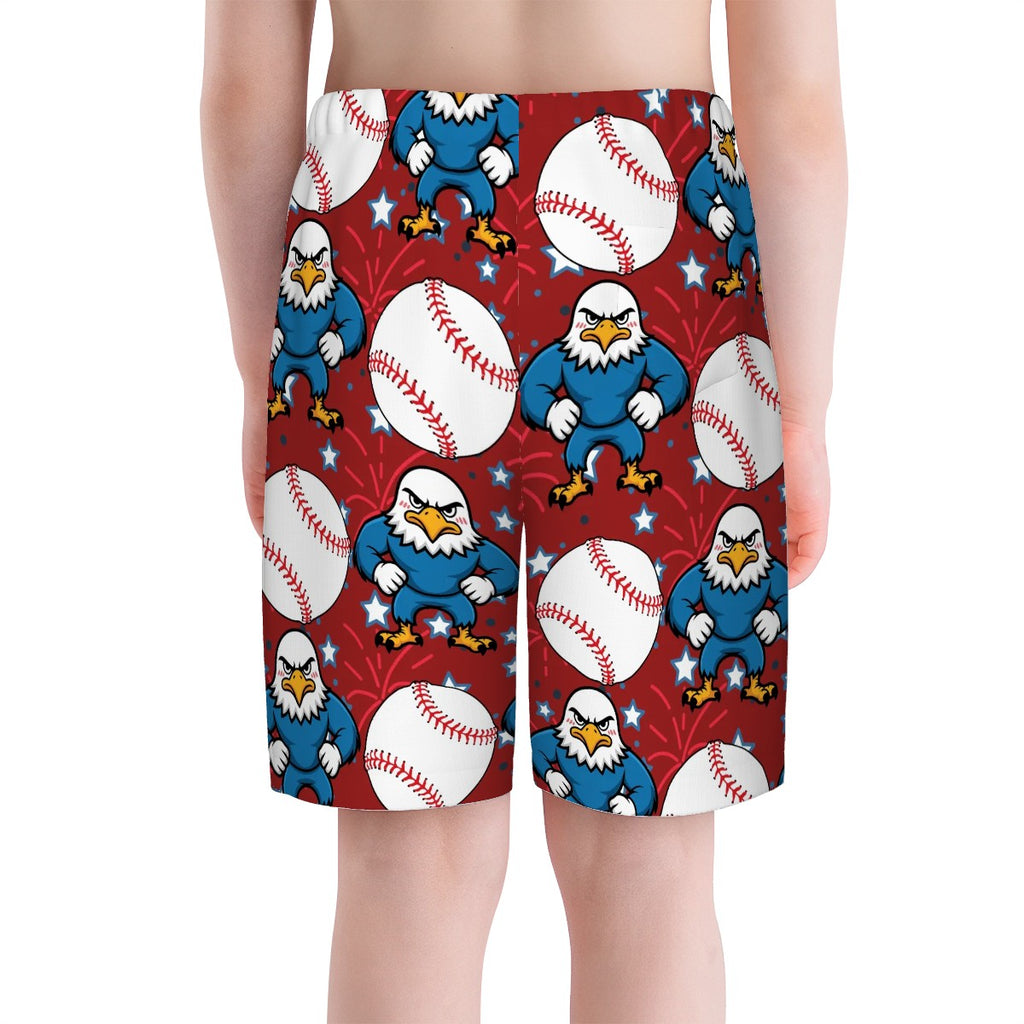 Youth Swim Shorts - Stars and Strikes Classic Red