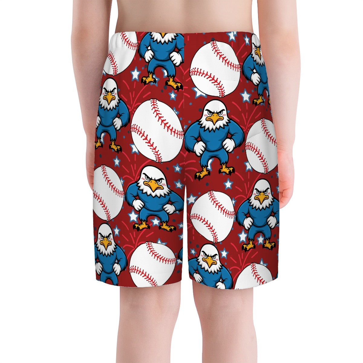 Youth Swim Shorts - Stars and Strikes Classic Red