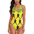 Cross-Back One Piece Swimsuit Women - Hockey Lettuce Hair Flo Yellow