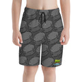 Youth Swim Shorts - Grey Hockey Pucks Grey