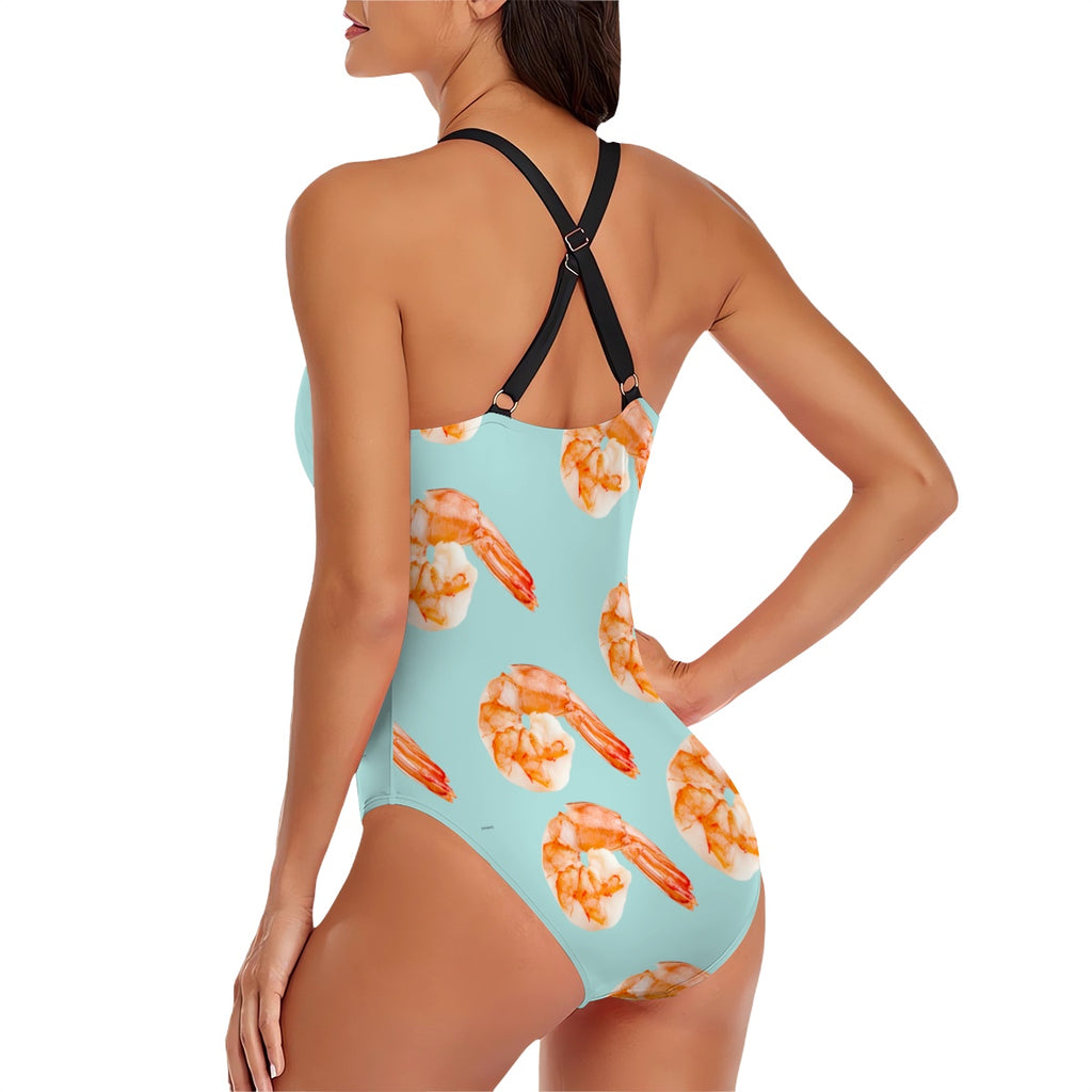 Cross-Back One Piece Swimsuit Women - Shrimp Cocktail