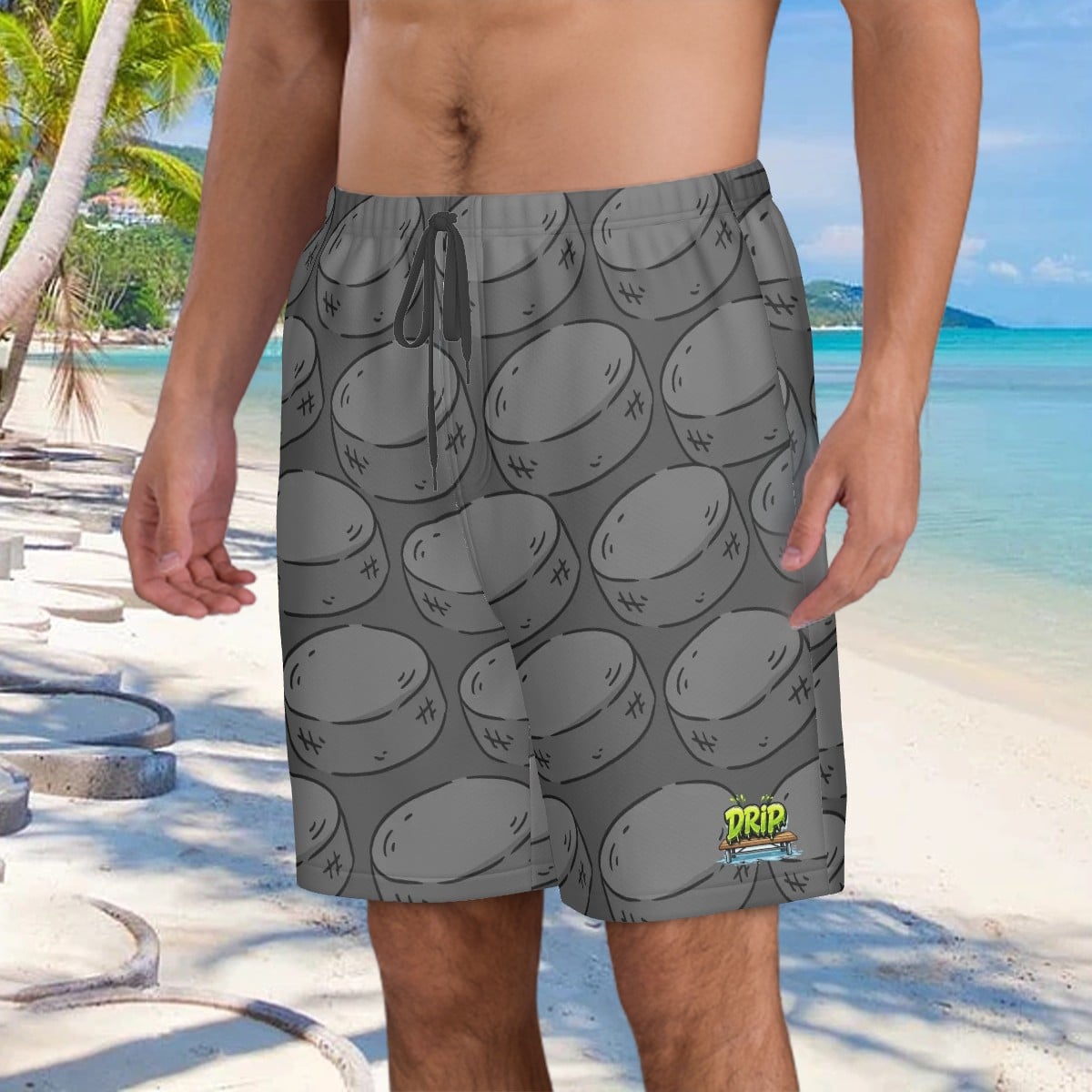 Men/Teen Swim Shorts - Grey Pucks Grey